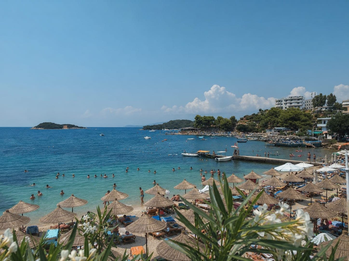Central Ksamil beaches with shoreline and coastal scenery
