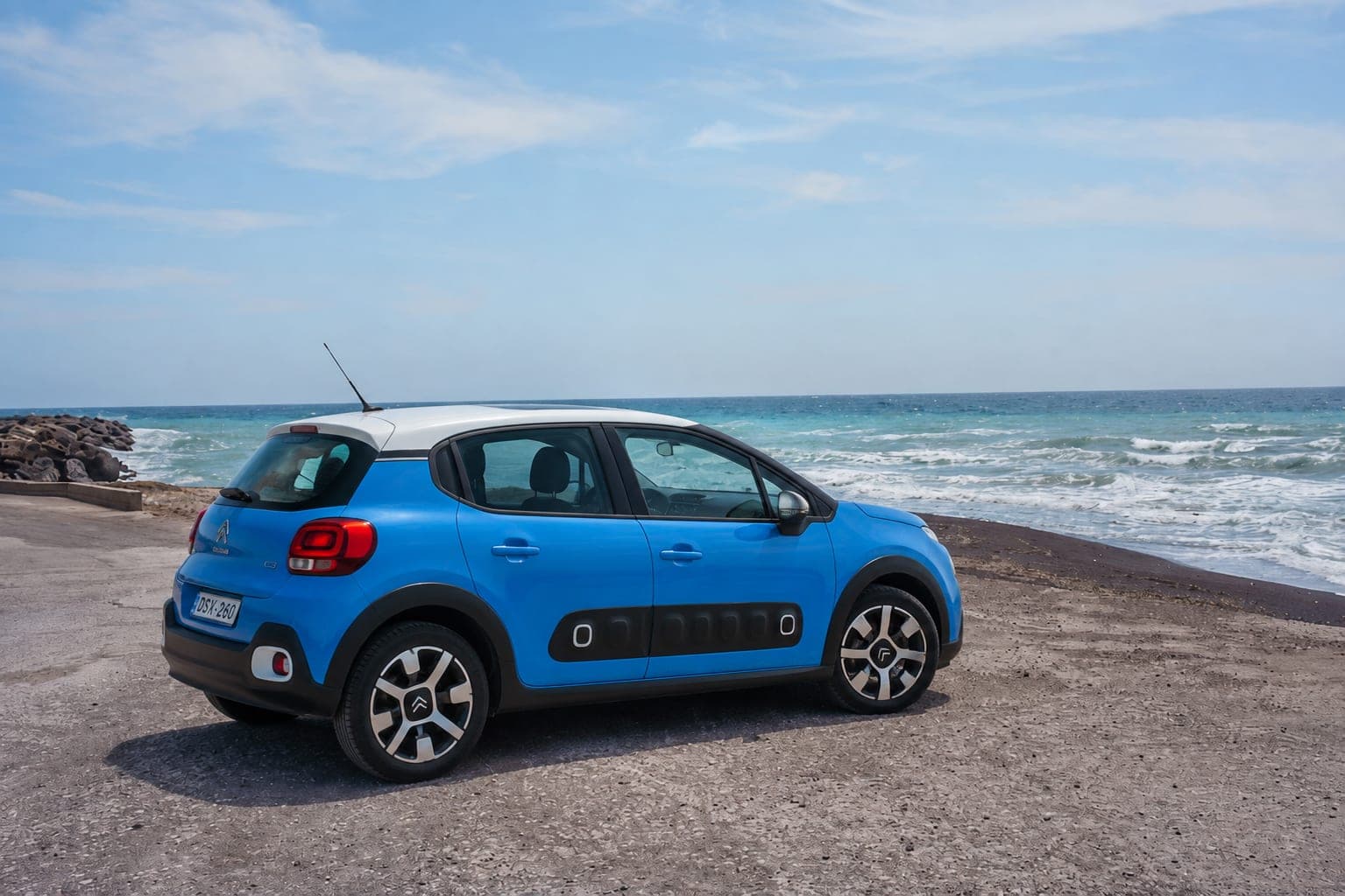 Rental car option for exploring Santorini island by road.