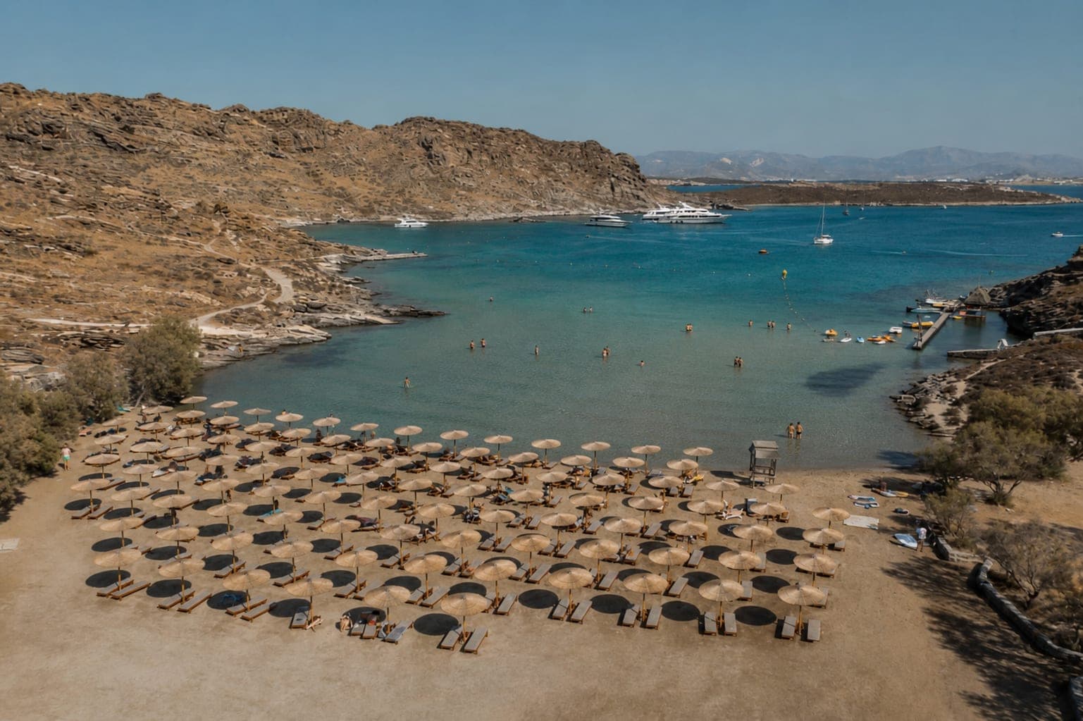 Monastiri Beach on Paros with clear water and sandy shoreline