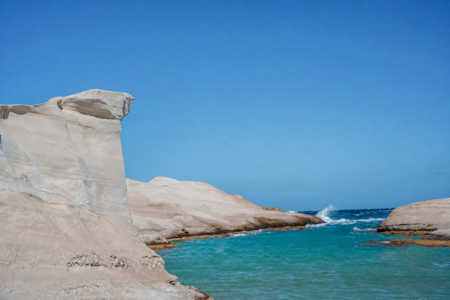 Sarakiniko Beach on Milos, a highlight of a three-day island itinerary.