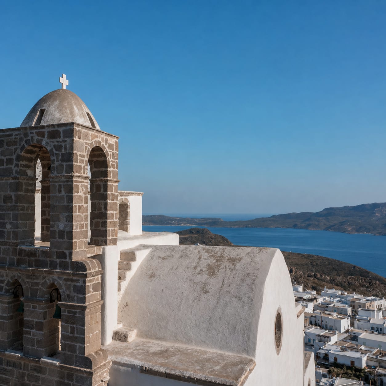 Plaka on Milos, a scenic town for a three-day island itinerary.