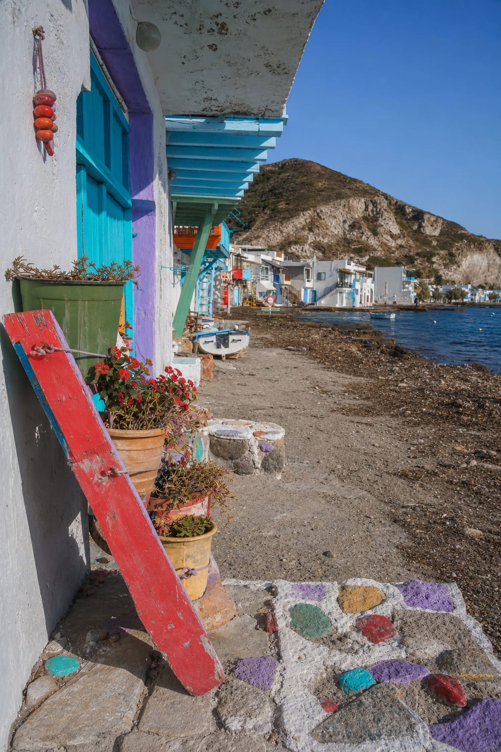 Klima village on Milos, a scenic seaside settlement on the island.