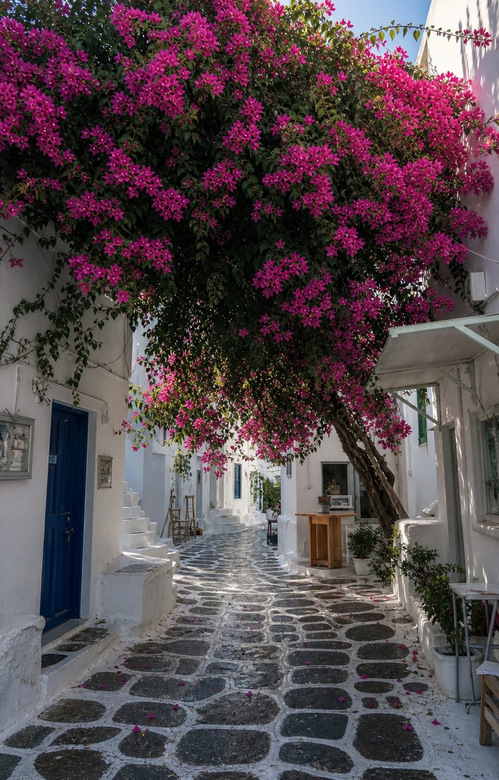 Mykonos Old Town streets with traditional architecture and scenic corners.