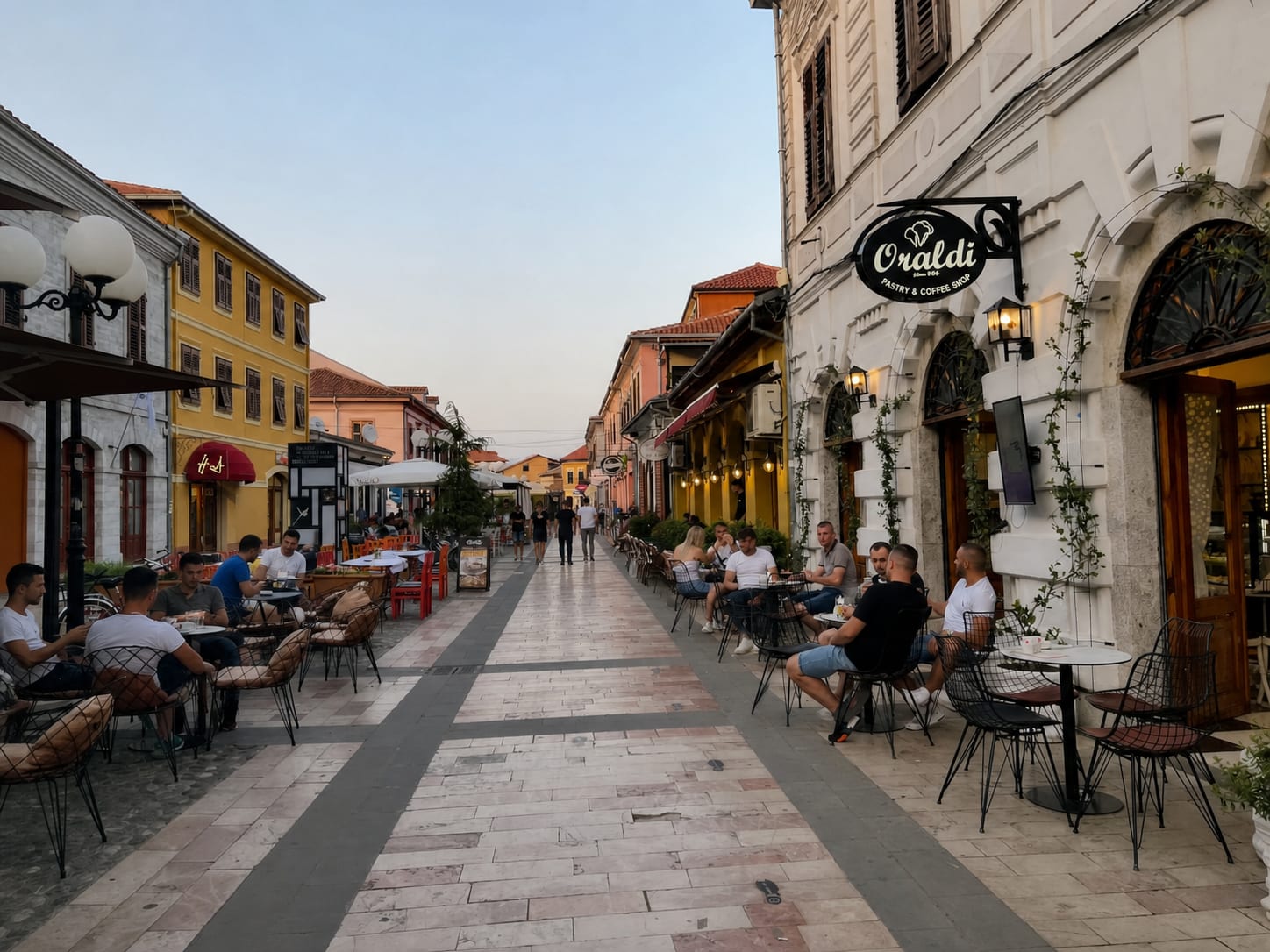 Pedestrian walking street in Shkoder city center