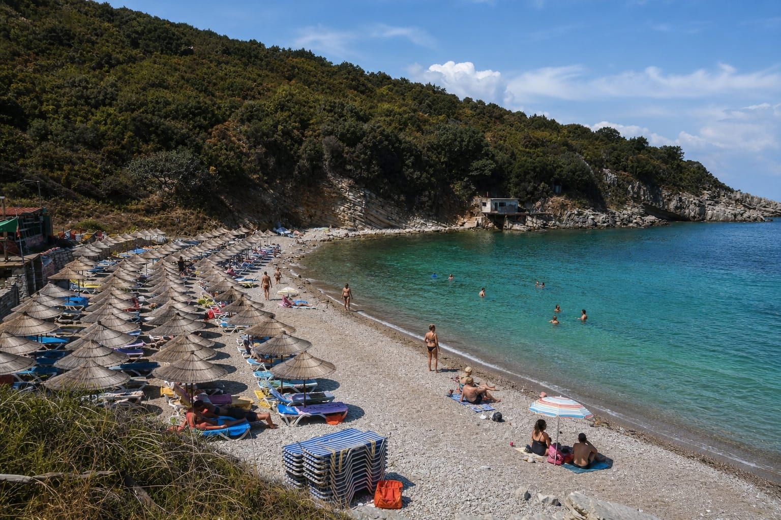 Monastery Beach on the Albanian Riviera road trip route