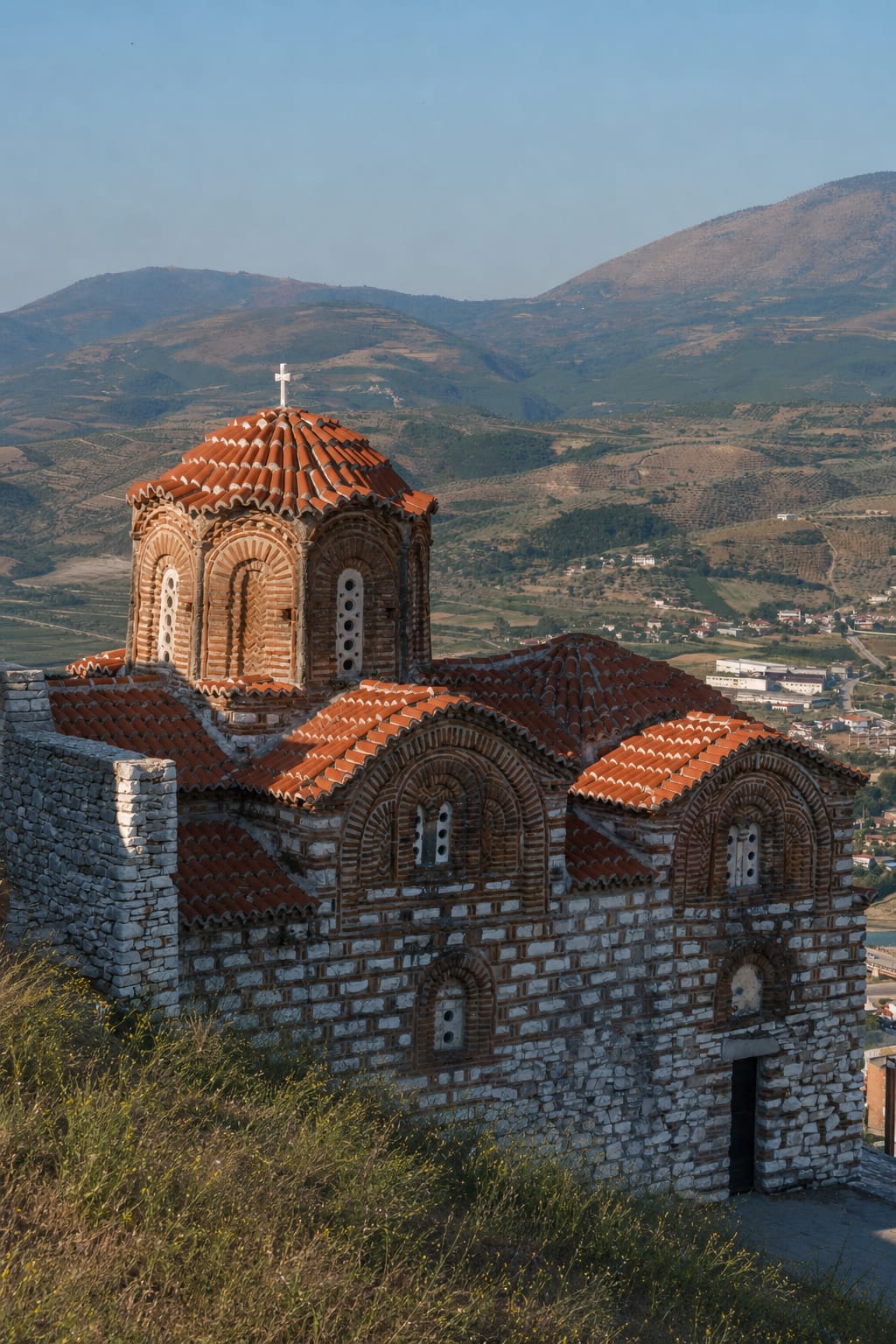 Historic architecture and hillside views in Berat, Albania