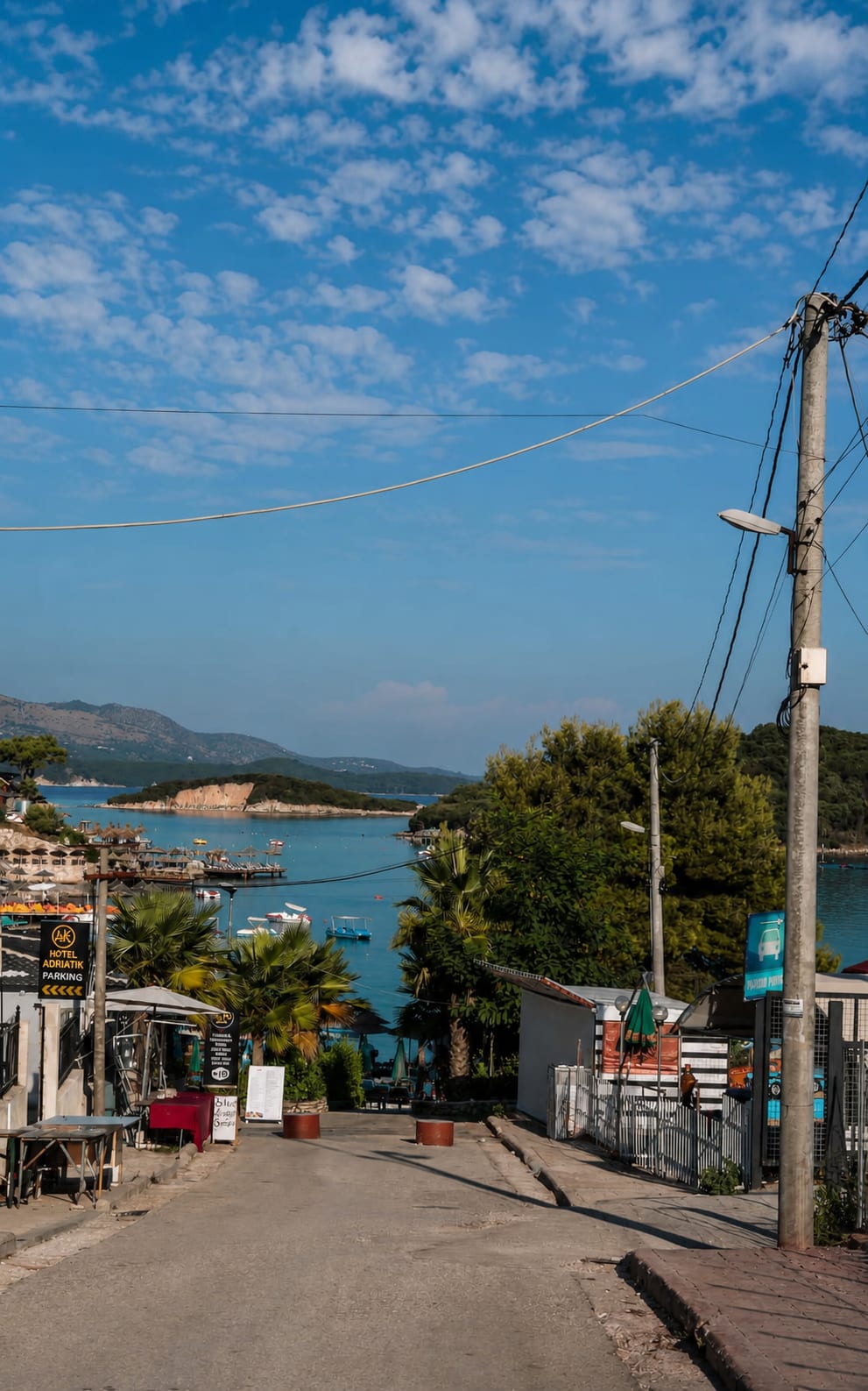 A road in Ksamil with sea views on the Albanian Riviera