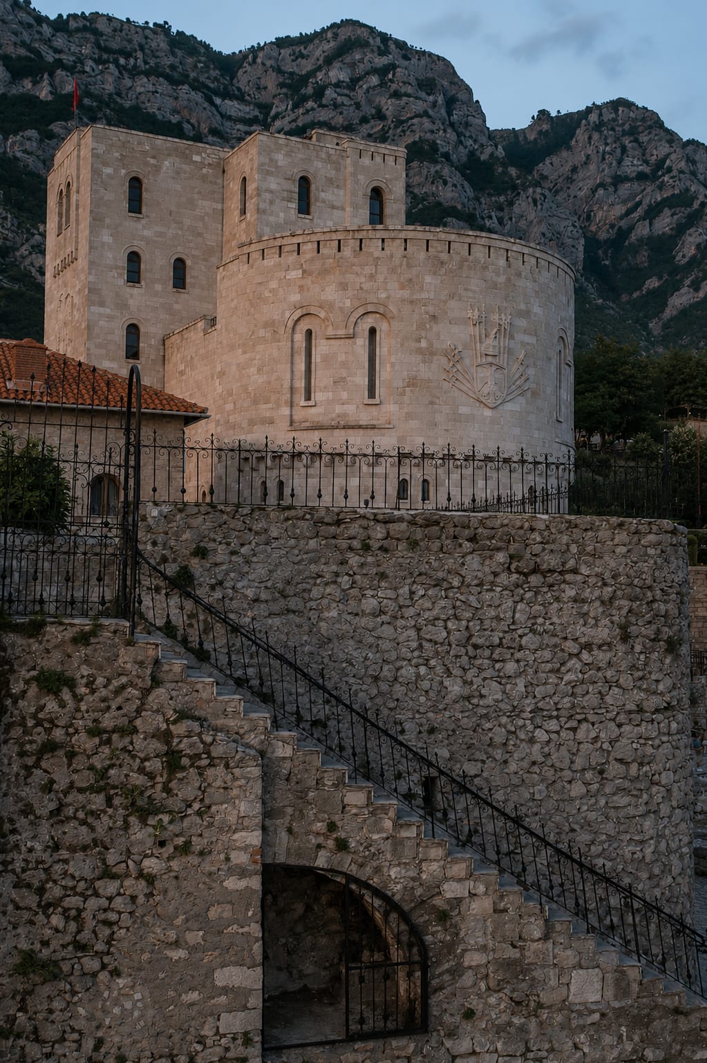 Historic streets and traditional architecture in Kruje, Albania
