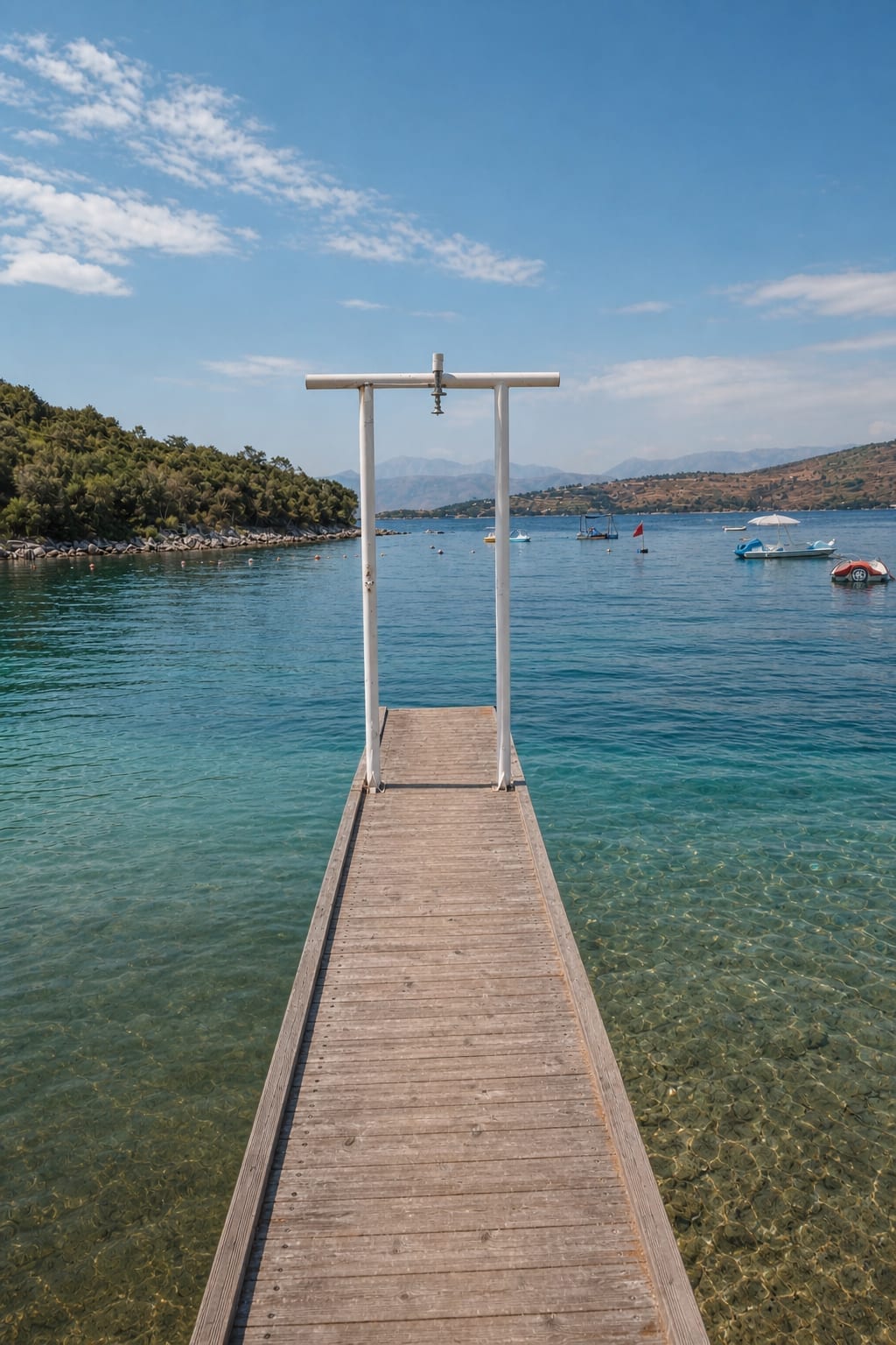 Scenic view of Ksamil beaches and surrounding coastline