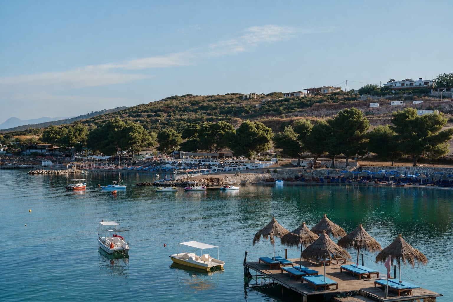 Coastal scenery and beaches in northern Ksamil, Albania.