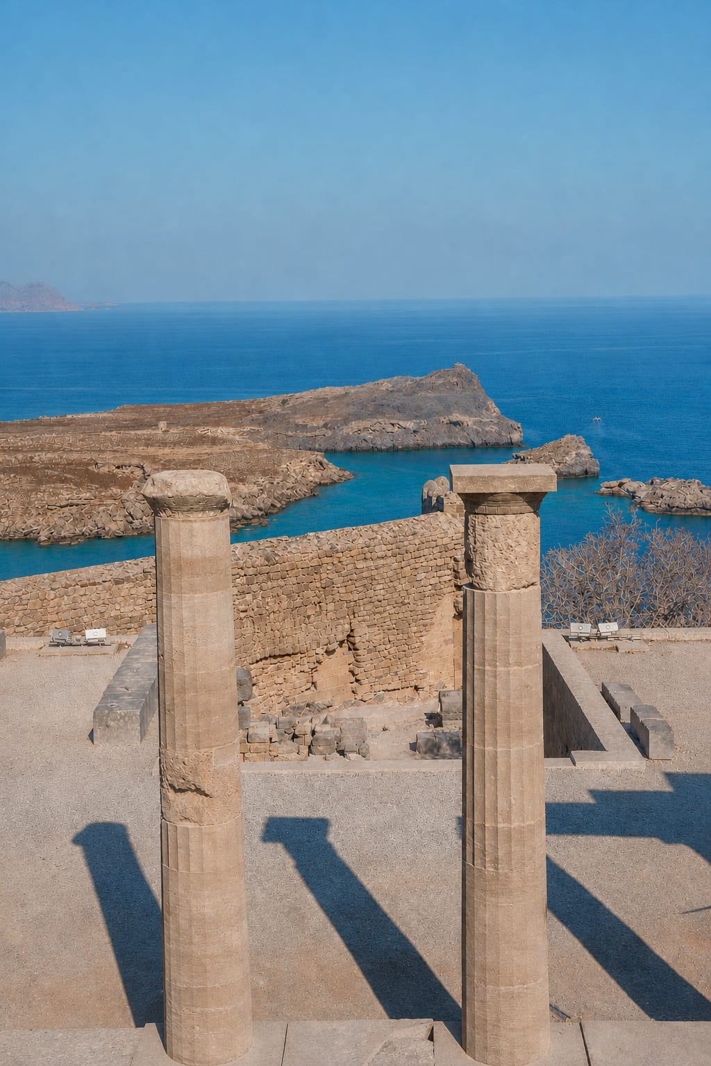 Lindos village and historic scenery on Rhodes, Greece