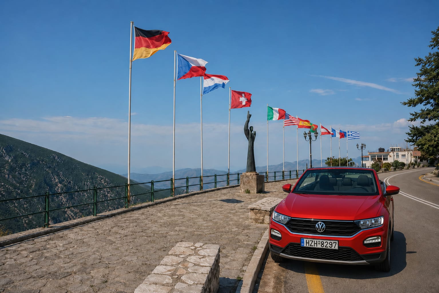 Road trip route to Delphi and Meteora in Greece