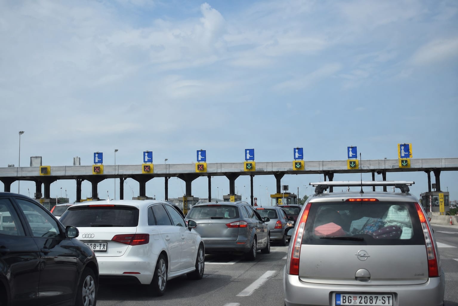 Toll road infrastructure on a driving route in Greece
