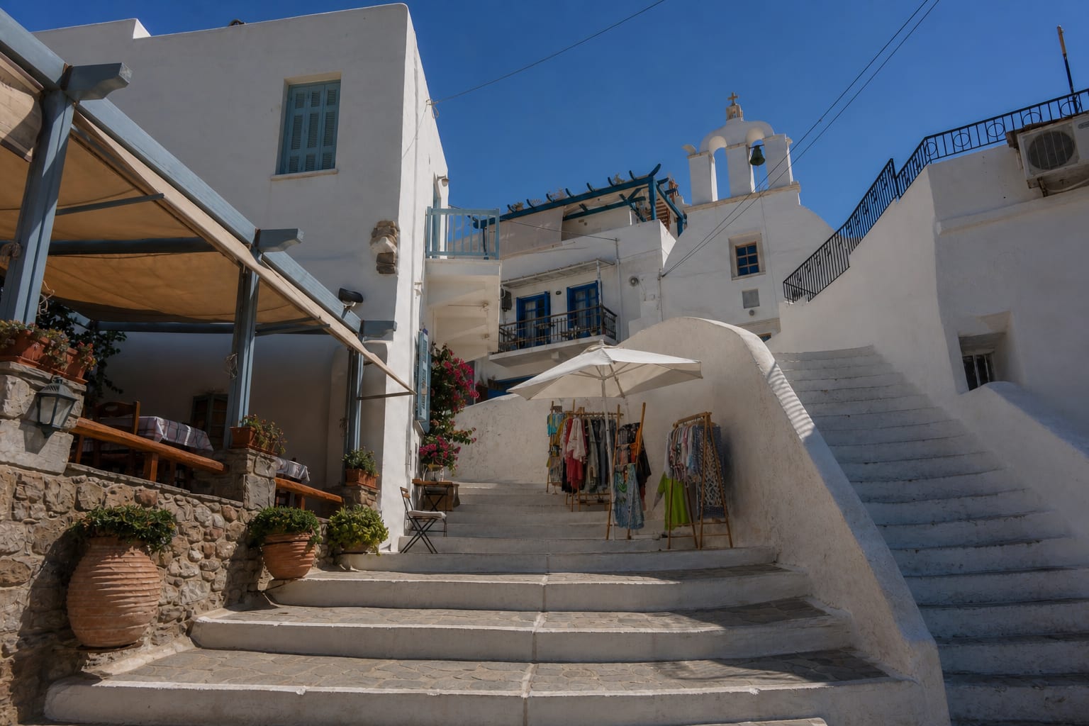 Chora, the main town of Naxos, with traditional Cycladic streets.