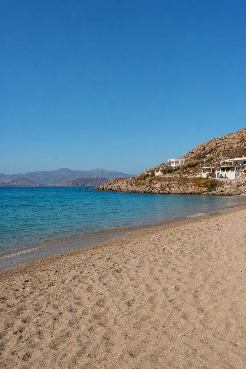 Agios Prokopios Beach with clear water on the Naxos coastline.