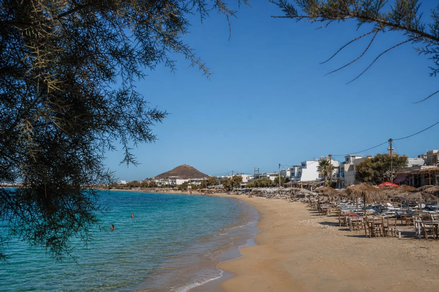 Agia Anna, a popular seaside village and beach area in Naxos.