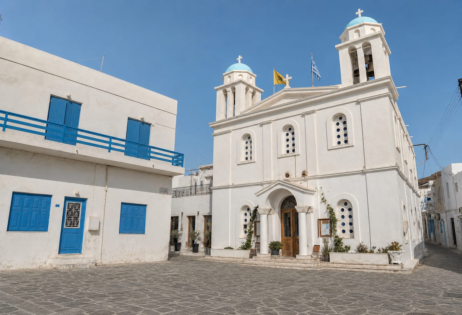 Parikia town architecture on Paros island