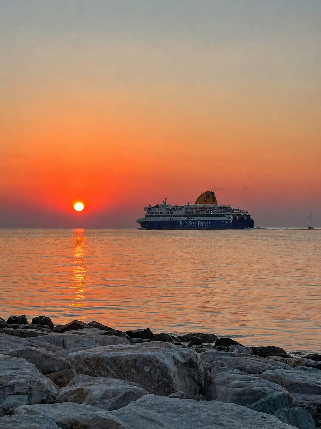 Sunset view over Parikia on Paros island