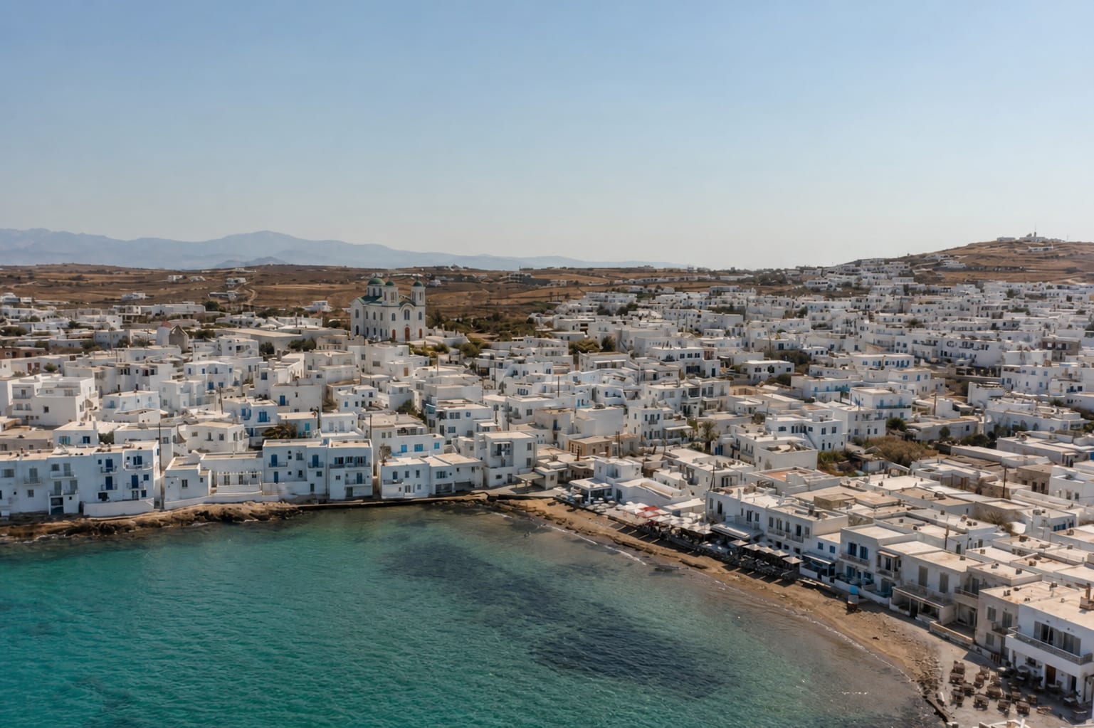 Coastal area of Paros with accommodation options nearby