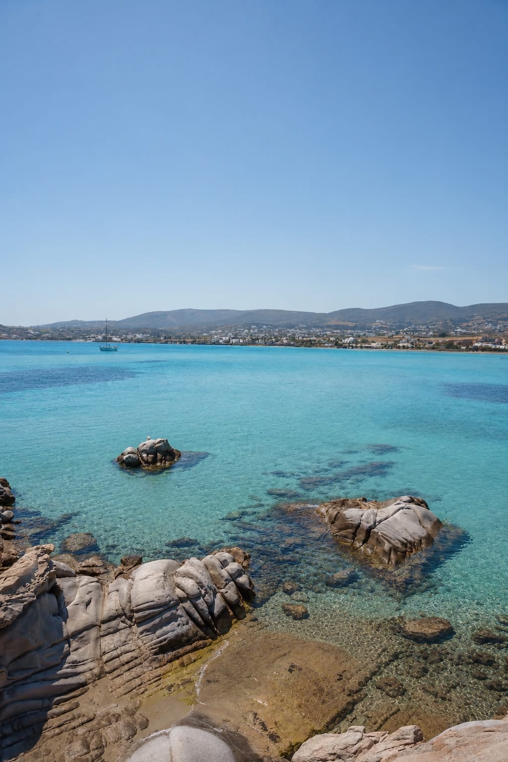 Kolymbithres Beach on Paros with distinctive coastal rocks