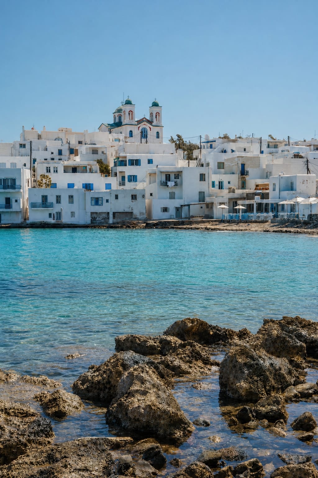 Naoussa Marina with waterfront views on Paros island