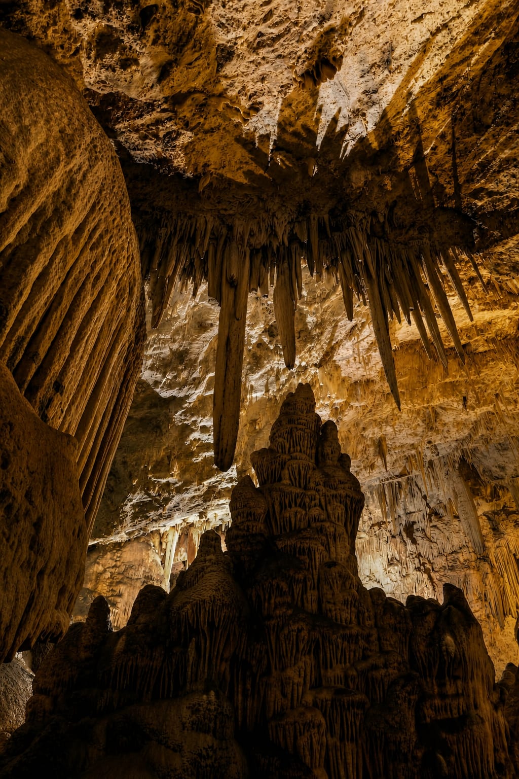 Antiparos caves with rocky formations and underground scenery