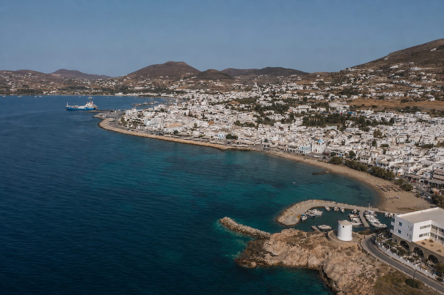 Parikia town on Paros, popular area for first-time visitors