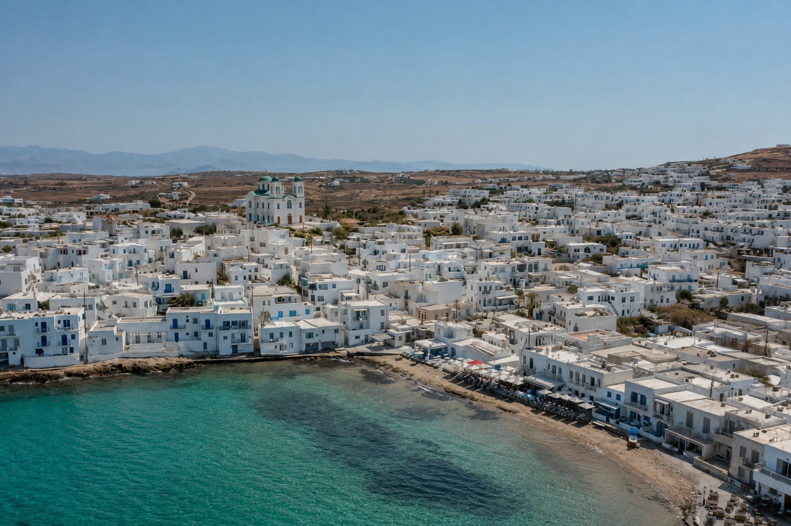 Scenic view of Paros island in the Cyclades