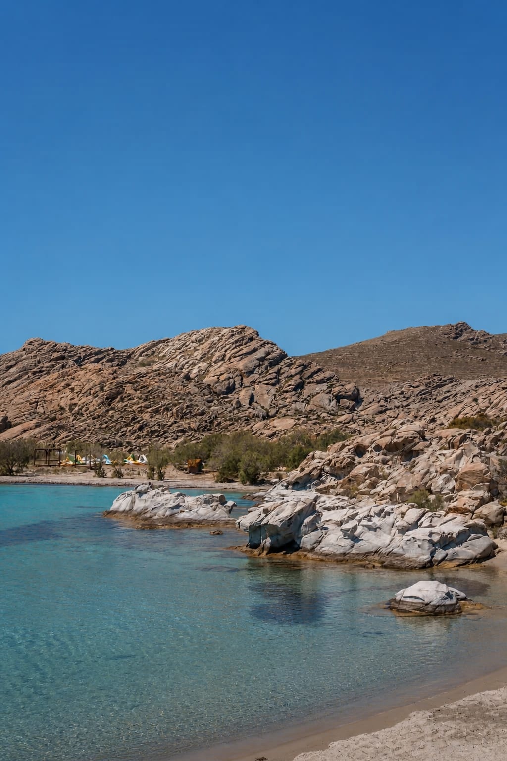 Kolymbithres Beach on Paros with calm water and granite rocks