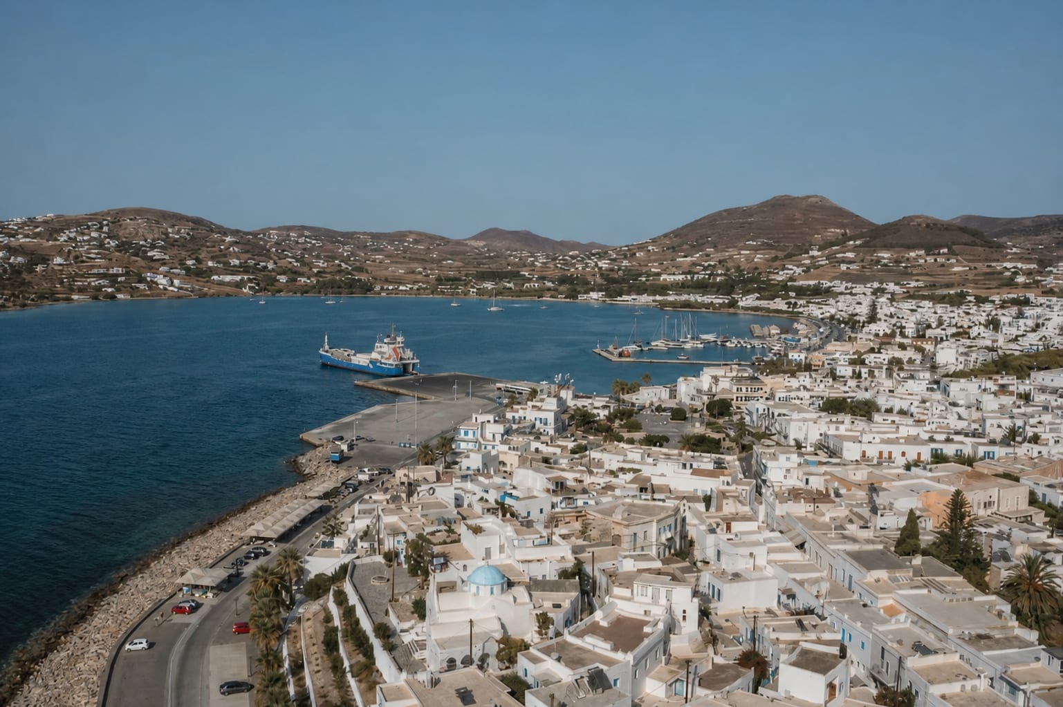 Scenic landscape beyond Parikia on the island of Paros