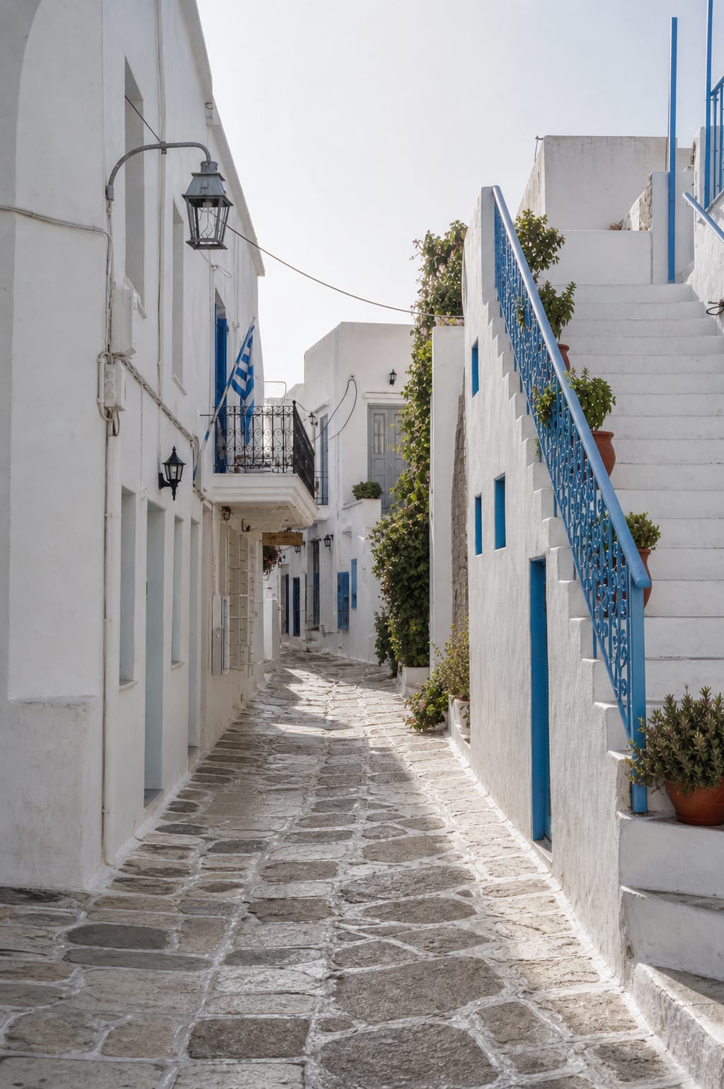 Lefkes village on Paros with traditional whitewashed buildings