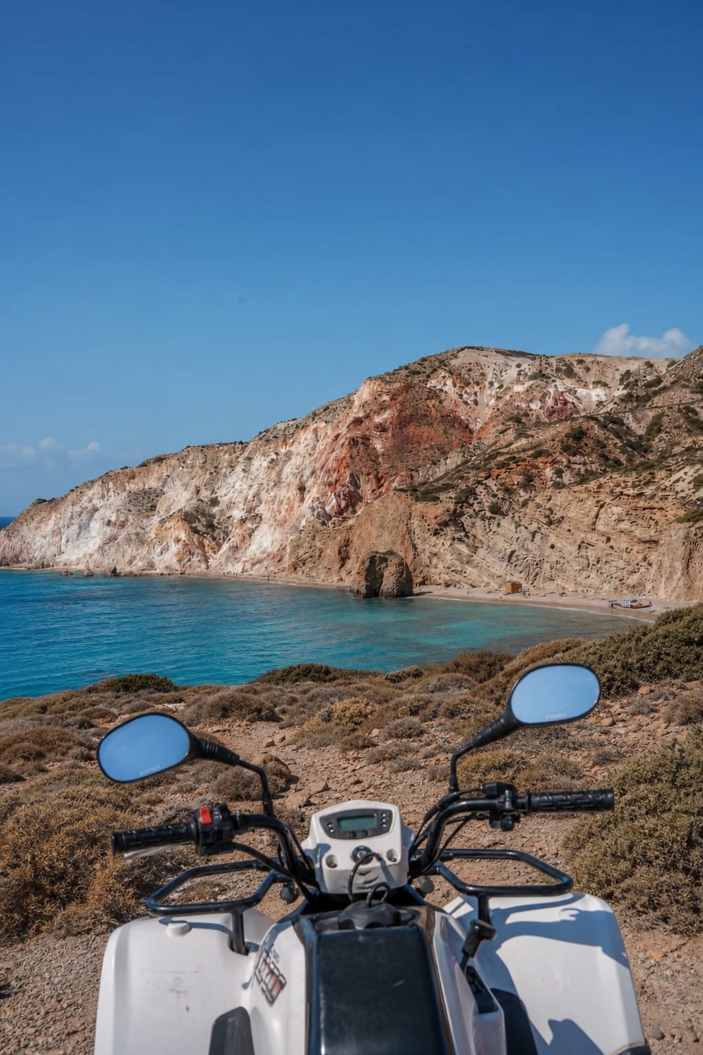 Coastal view on the island of Milos in Greece.