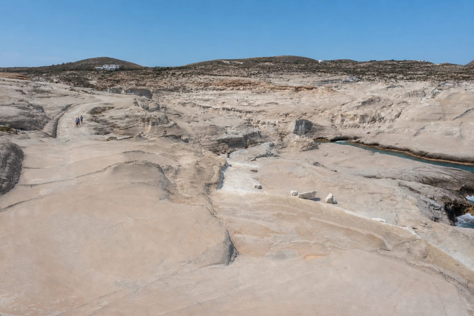 Sarakiniko Beach with distinctive volcanic rock formations on Milos island.