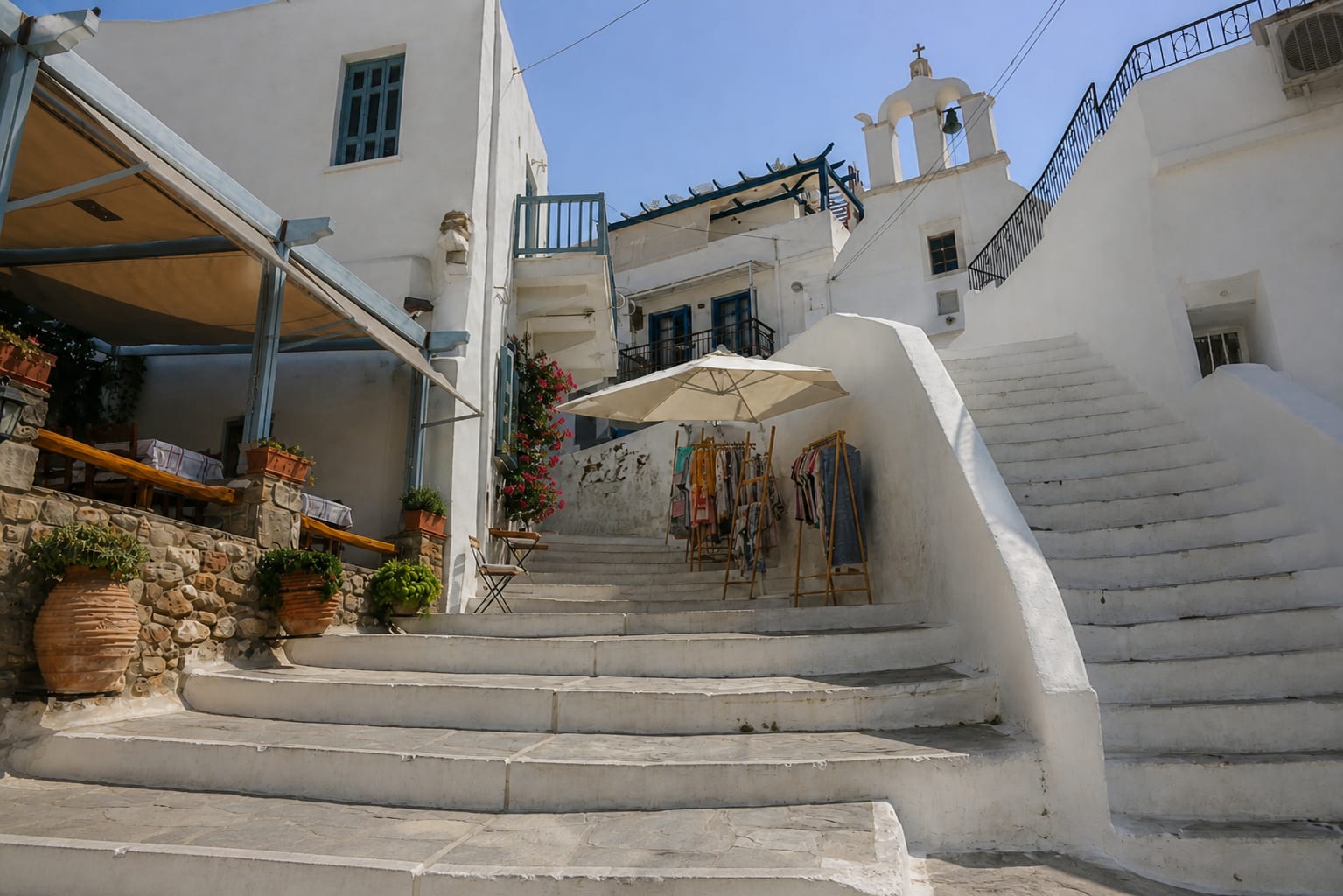 Chora Naxos old town streets and traditional island architecture