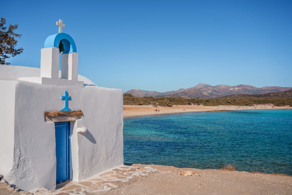 Alyko Beach, a remote coastal destination accessible by car in Naxos