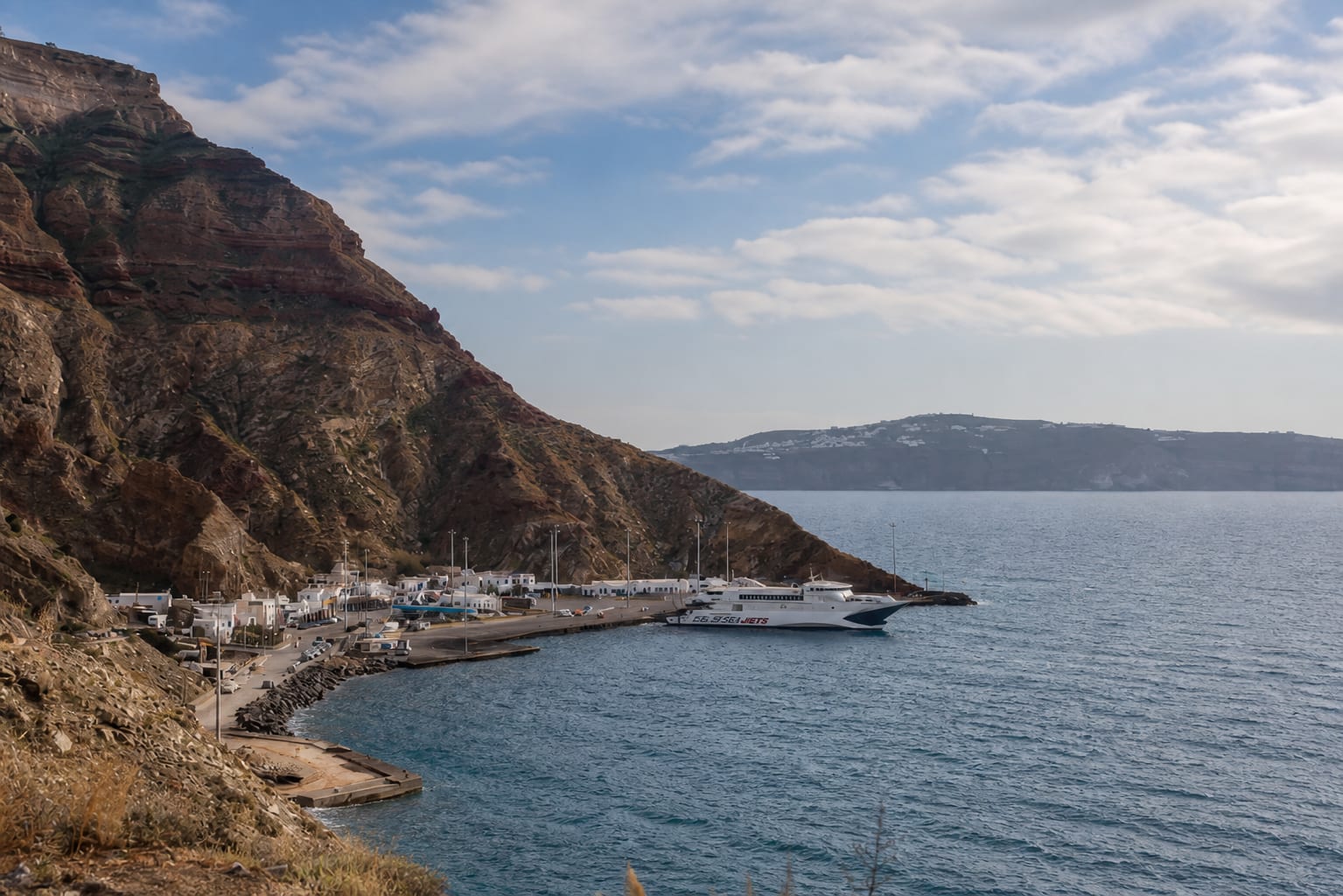 Car rental area at Santorini Port.