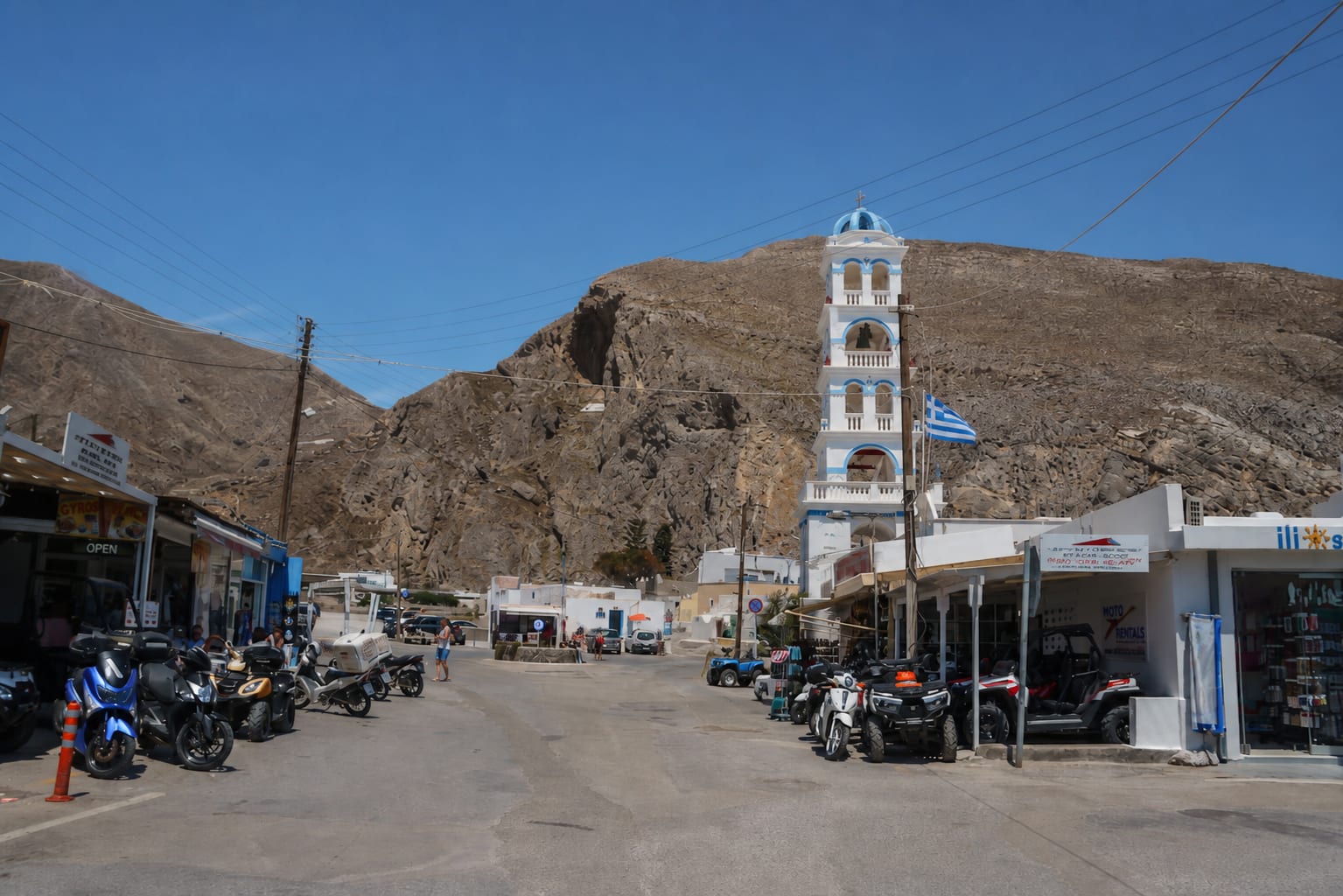 Perissa area on Santorini island.