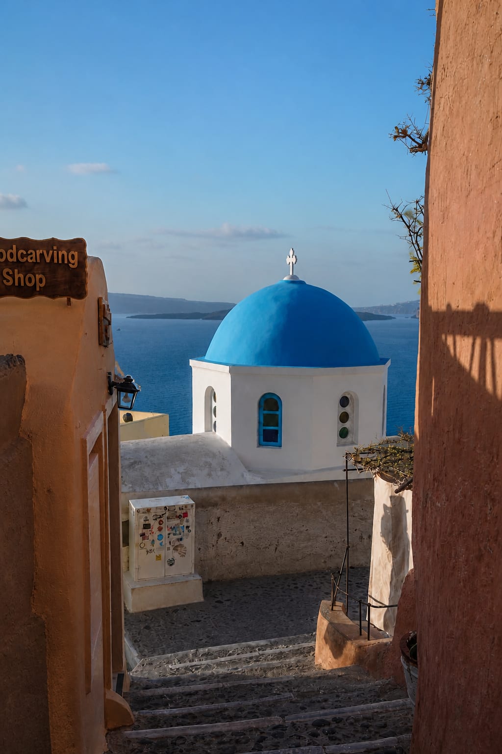 Scenic village lanes and white buildings in Oia, Santorini