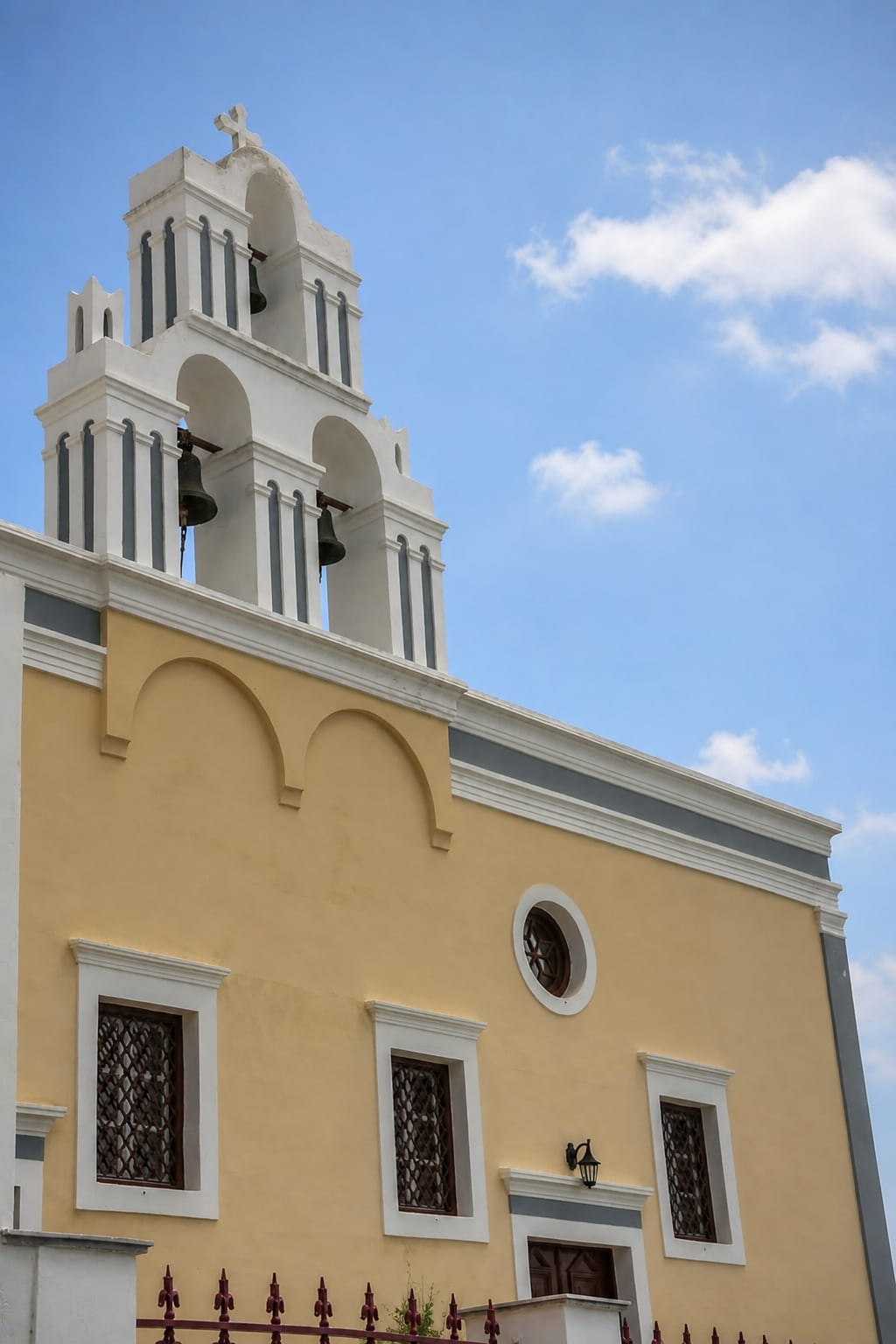 Traditional streets and whitewashed buildings in Fira, Santorini