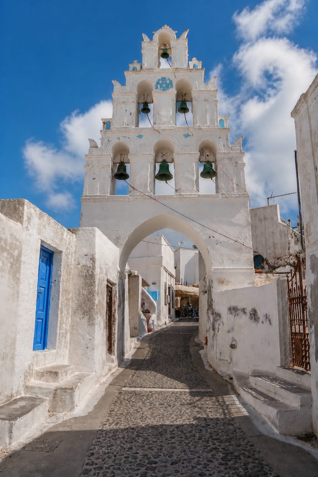 Traditional streets and architecture in Megalochori village, Santorini